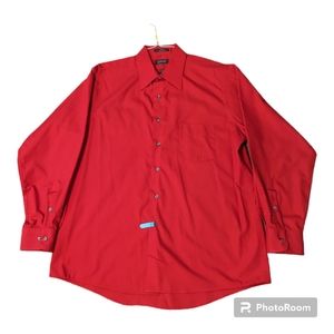 Vintage Arrow Poplin Wrinkle Free Red LS Button Front Shirt. Men's Large
